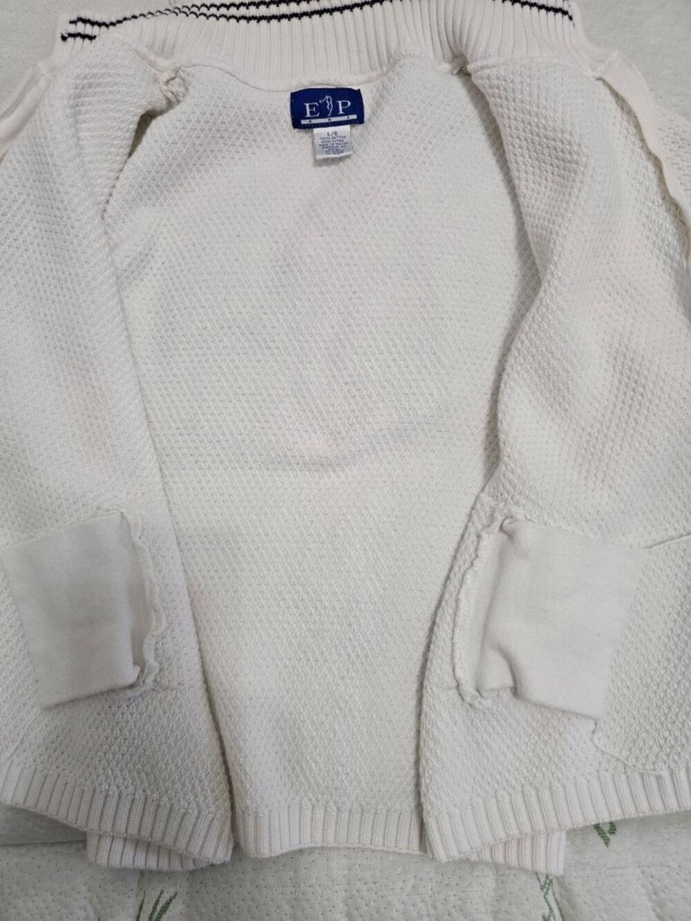 E.P Pro Golf Women's Large White & Black Full-Zip Cotton Sweater READ - Picture 8 of 8